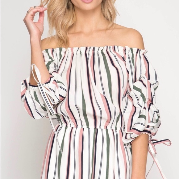 Striped Romper - Picture 2 of 5